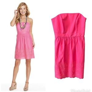 New Vineyard Vines Fish Eyelet Strapless Pink Dress